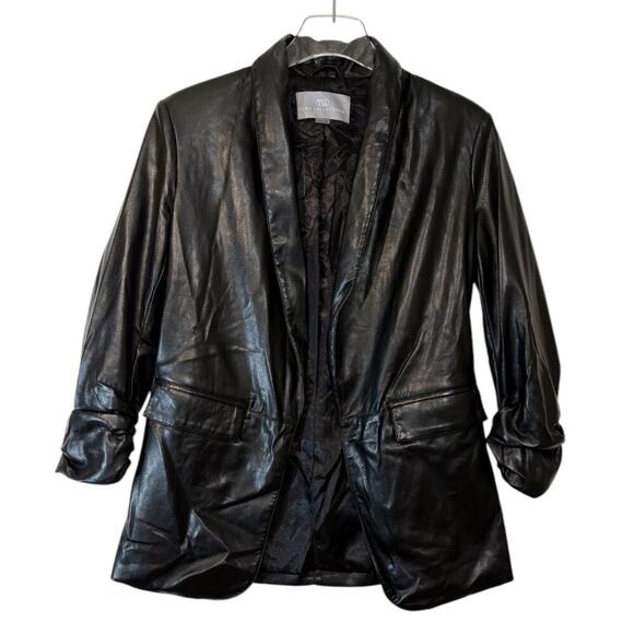 Tart Collection Kia Vegan Leather Blazer in Black Size Small - Picture 2 of 11